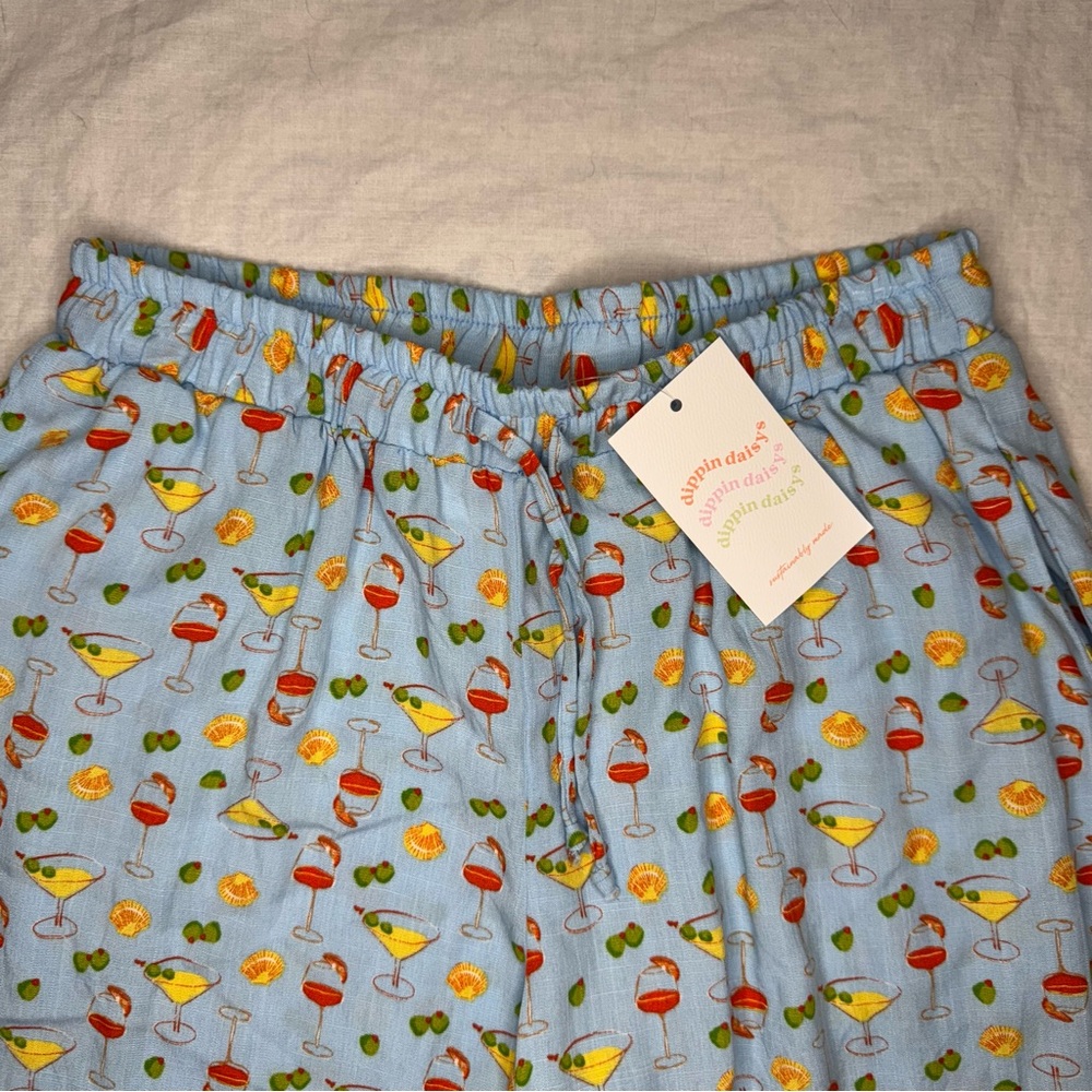 Dippin Daisy’s Blue Cocktail Print Wide Leg Pants Size Small NWT - Picture 3 of 8